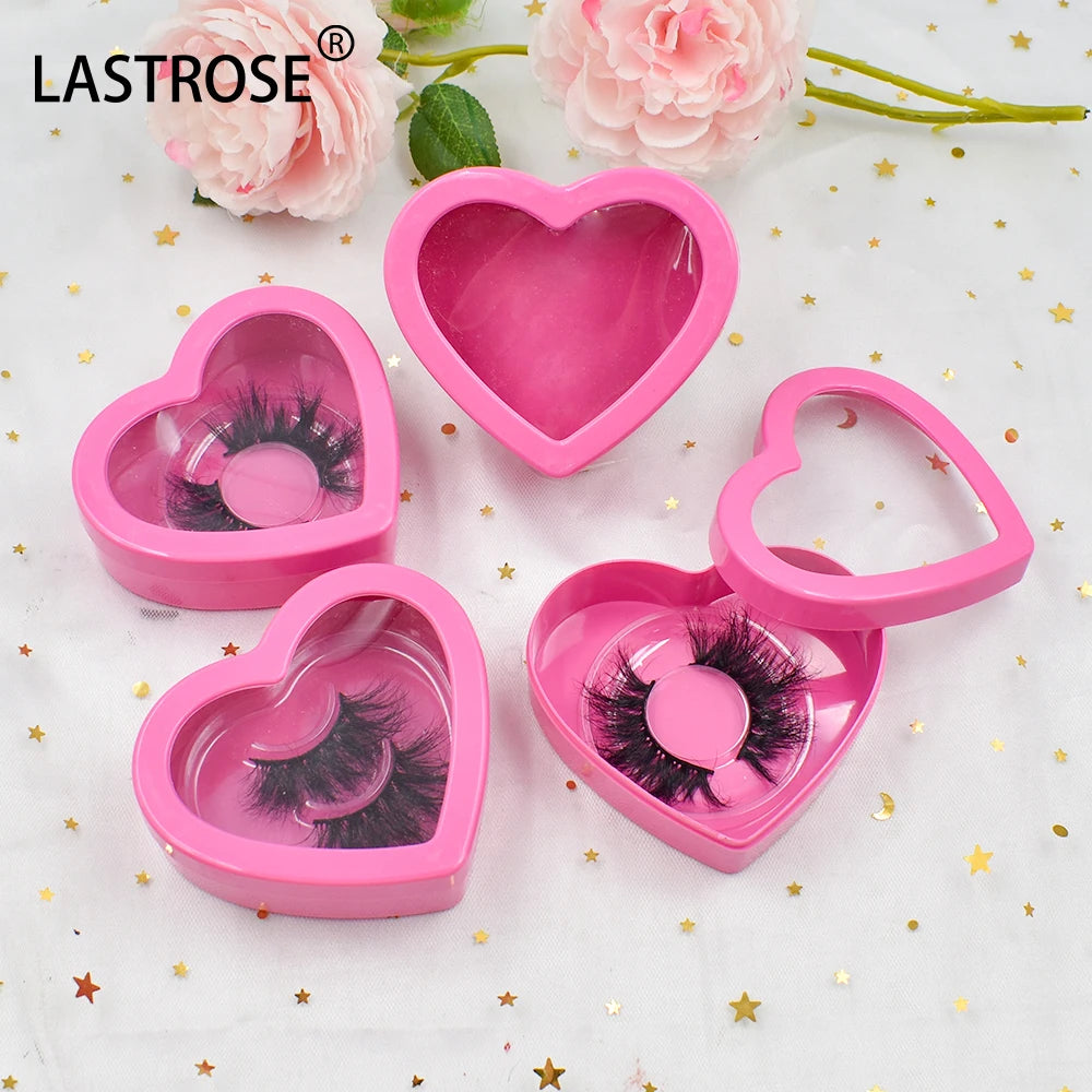 Wholesale Empty Private Label Eyelash Box 25mm 3d Mink Eyelash Packaging Box Hot pink Heart Shape Lash Box