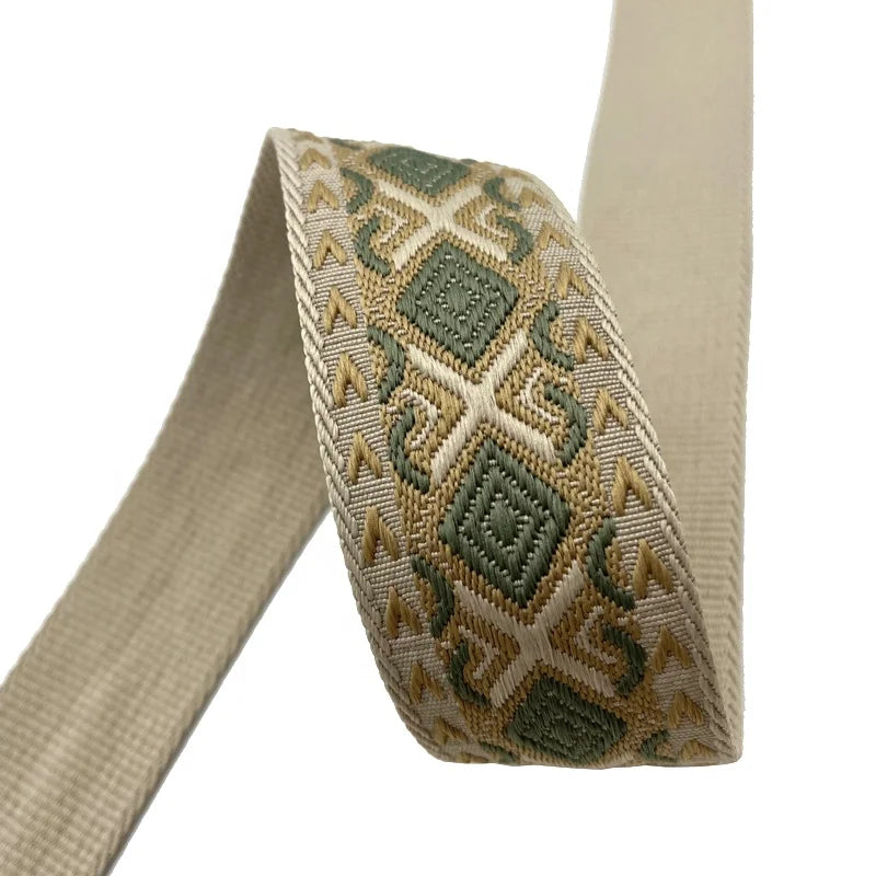 2022 New Color Design 2''  Flower Pattern Ribbon Polyester Webbing Singer Side Design Jacquard 50mm