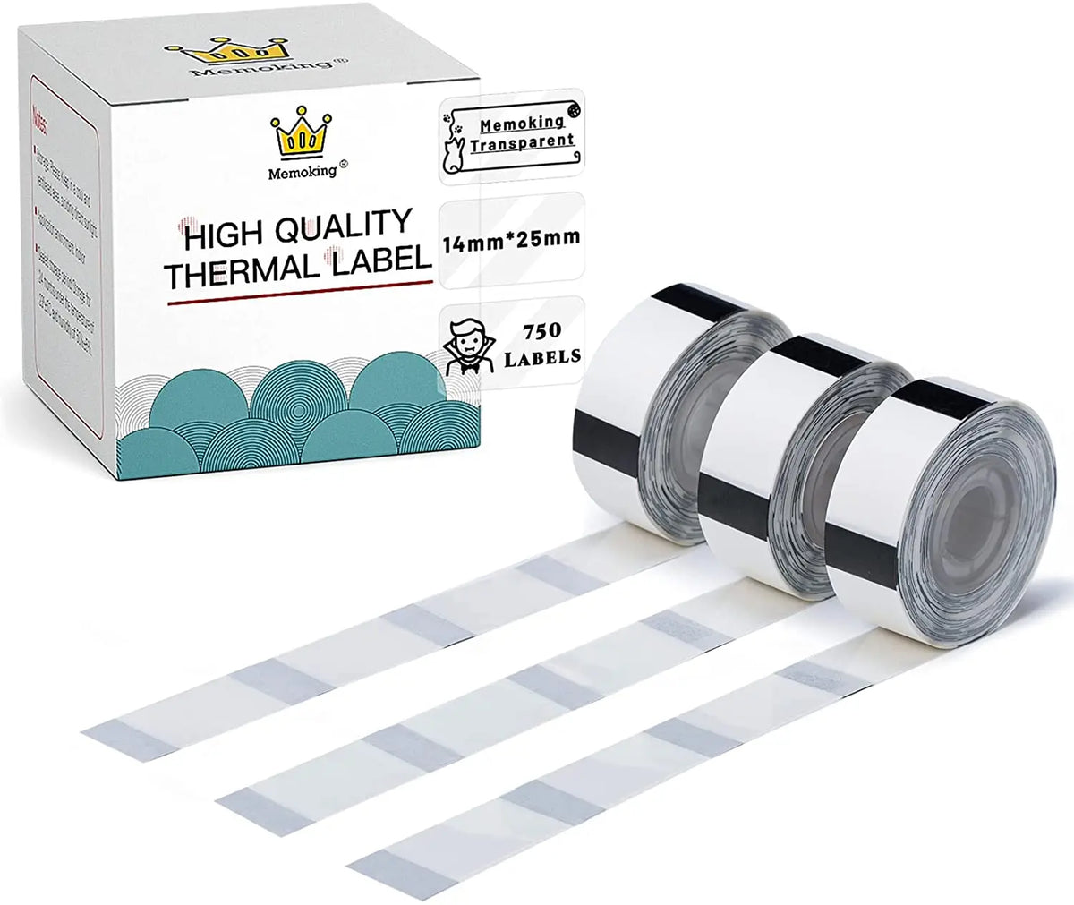 Phomemo D30 Label Maker 14*25mm Black on Transparent Self-Adhesive Thermal Paper Sticker Custom Size MegaBDM