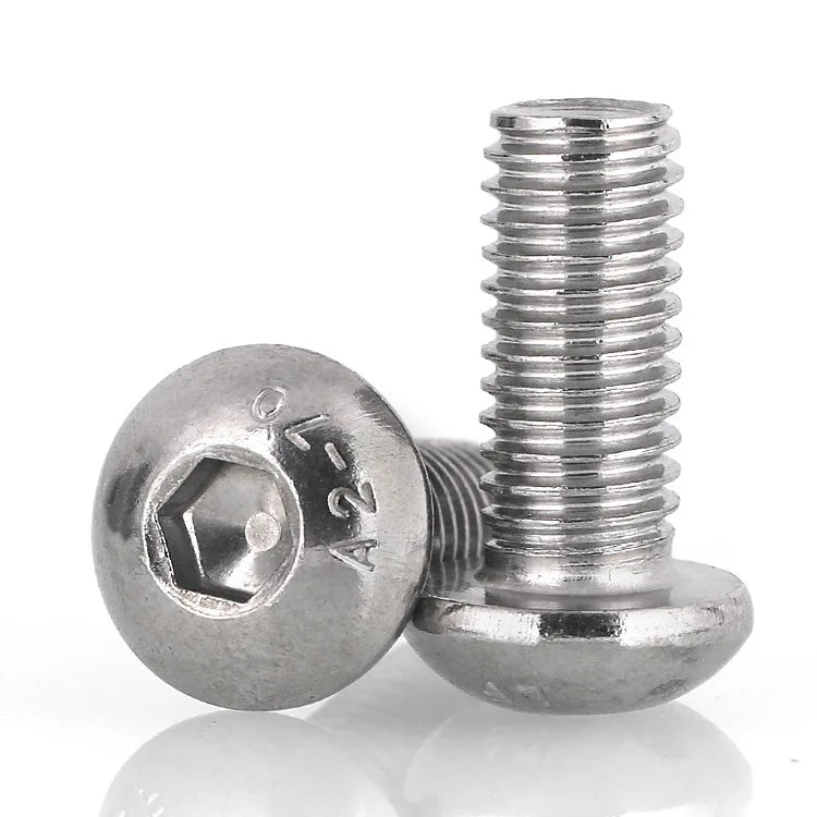 Manufacturer Stock 100pcs/Bag Stainless Steel 304 Hex Socket Screw Nut Round Head Bolts with Plain Finish ISO7380 Grade A2-70