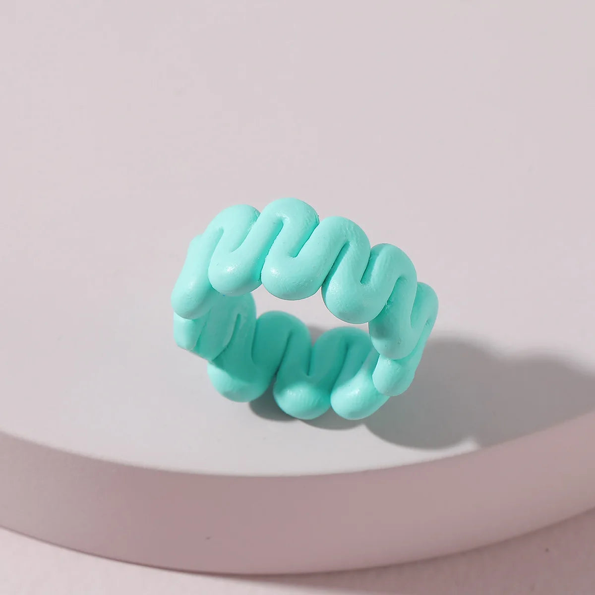 INS Retro Fashion Handmade Jewelry Flexible Soft Blue Polymer Clay Chunky Rings Men Women