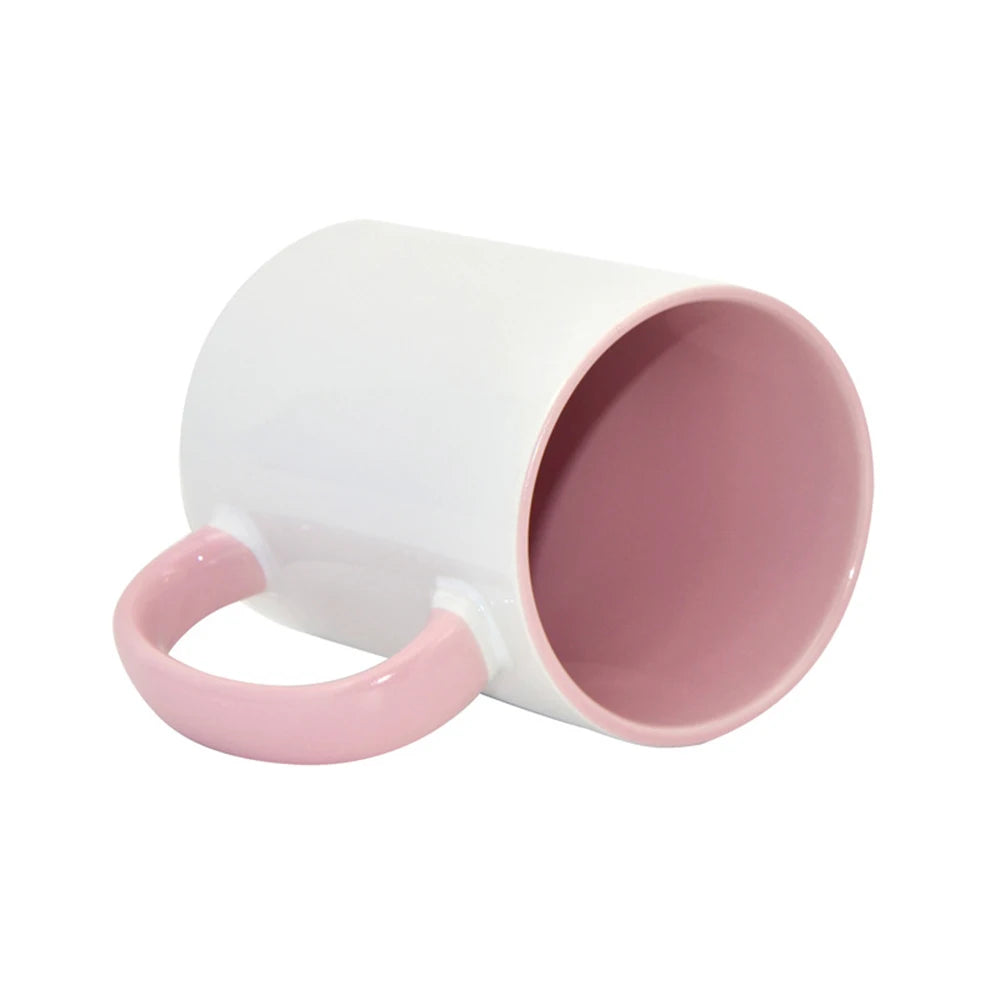 AI-MICH 11 Oz Two Tone Coated Sublimation Ceramic Printed Mug Oem Mug With Pink Inner and Handle