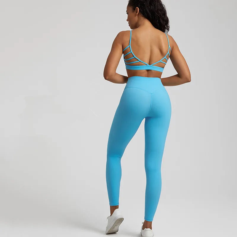 Aoyema High Quality Women Compression Stretch Slimming Lightweight Sexy Bra LeggingsYoga Set