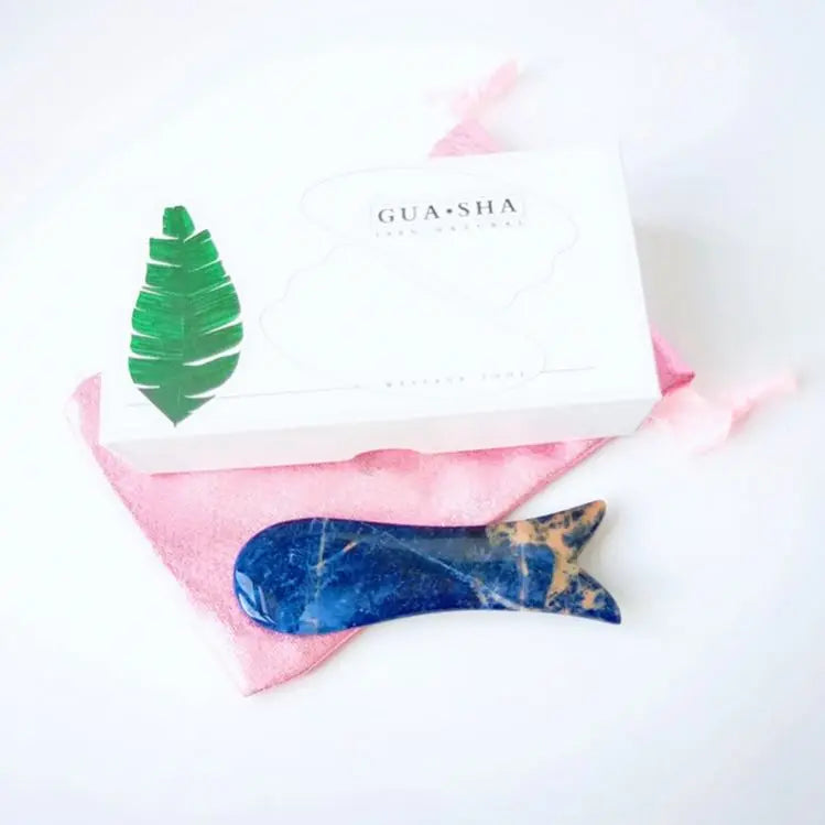 DIY Sodalite gua sha comb gua sha crystal heart body gua sha stone with box other skin care tool