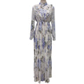Wholesale Printed Dresses Floral Pleated Chiffon Dubai Abaya Turkey Kaftan Islamic Clothing Muslim Women Modest Abaya