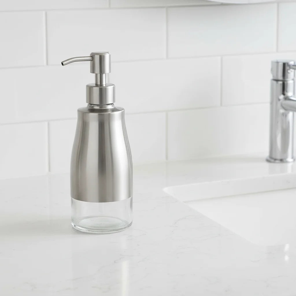 Stainless Steel Watch Case Liquid Pump Bottle for Kitchen Bathroom Hand Dish Lotion Countertop Soap Dispensers