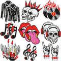 Punk Style Iron on  Embroidery Rock Band Skull Music Note Patch for Clothing  Bag Jeans Decoration