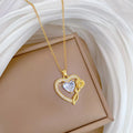 Dainty Jewelry Gold Plated Rose Flower Necklace Bling Cubic Zirconia CZ Heart Shape Rose Choker Necklace for Mother's Day Gift