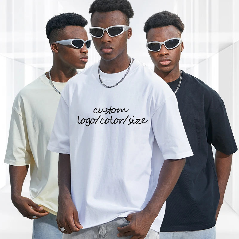 Wholesale Men Blank 100 Cotton T-shirt Custom Quality Cotton Loose Drop Shoulder Oversized T Shirt