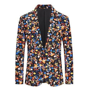 Fashion 3D Printing Men's Suit Jackets Casual Long Sleeve Regular Fit Single Button Blazer Party Wear
