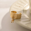 Stainless Steel Girls Vintage Freshwater Pearl Gold Finger Dainty Tarnish Free Adjustable Open Fashion Rings for Women