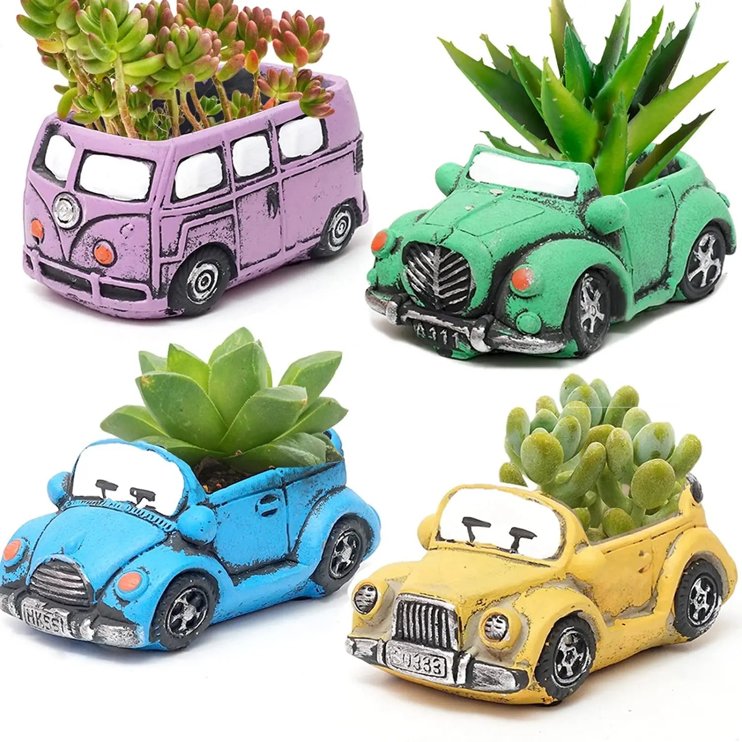 Hot Sale Cement Car Succulent Planter Flower Pots Succulent Plants Containers Mini Flower Pots With Holes for Cactus Decor