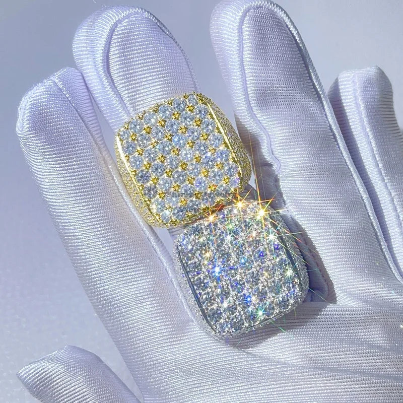 GRA Certificated Pass Diamond Tester Hip Hop Sterling Silver Moissanite Ring Men VVS