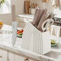 Khaki Kitchen Knife Block SetSuper Sharp Stainless Steel Anti-Rust Chef Knife Set with Non-slip Ergonomic Handles for Kitchen