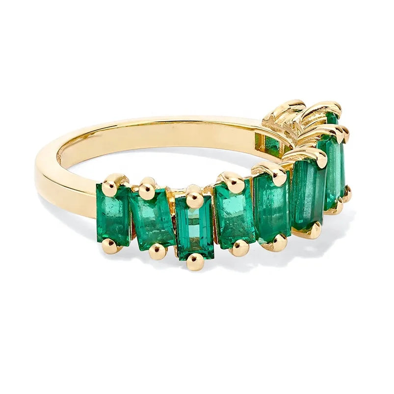 Gemnel Wholesale Gold Plated Brass Jewelry Brass Jewelry Manufacturer Dainty Green Zircon Jewelry Ring