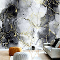 Ink Marble Wallpaper and Gilded Mural
