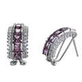 Elegant Rhodium Plated 925 Silver Jewelry Natural Pyrope Hoop Earrings for Women Birthday Gift