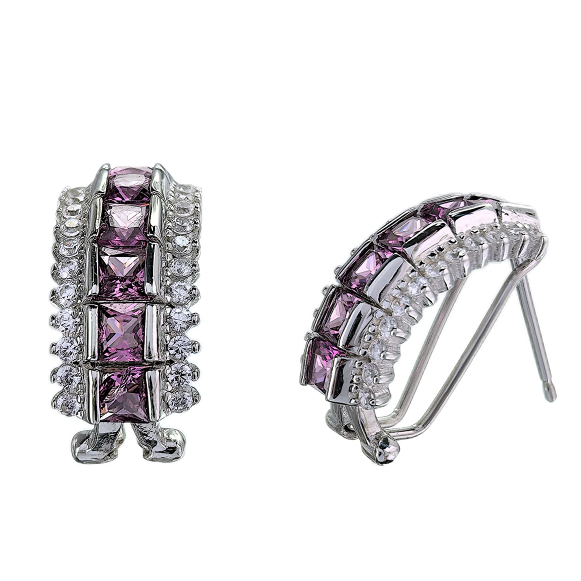 Elegant Rhodium Plated 925 Silver Jewelry Natural Pyrope Hoop Earrings for Women Birthday Gift