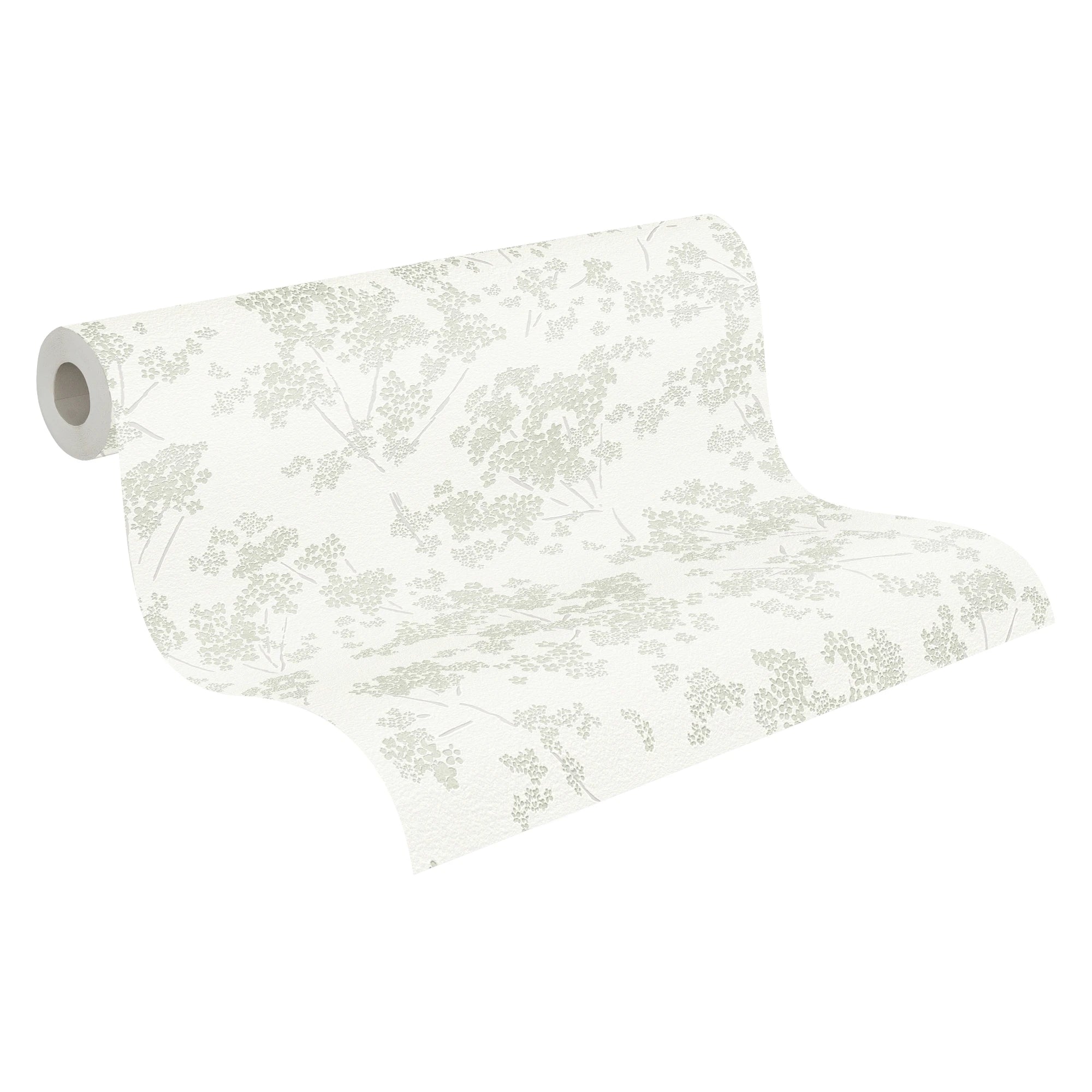 Made in Germany Modern Anti-static Hotel Wallpaper Rolls-Floral Pattern White Green Grey Non Woven Vinyl-1005x053m