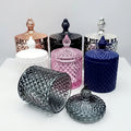 Luxury Glass Round Cylinder Candle Jar with Lid Candlestick Holder for Home and Wedding Decoration
