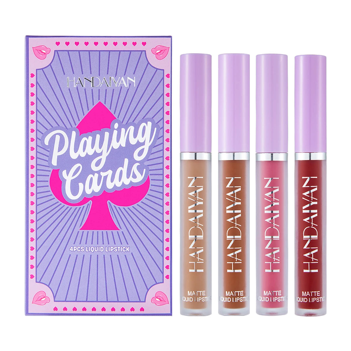 HANDAIYAN 4 Colors  Lipstick Playing Card Set Matte Matte Non-stick Cup Lipstick K1