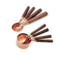 Rose Gold Walnut Wooden Handle Cooking Coffee Cake Stainless Steel Measuring Spoons Cups Set