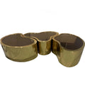 Modern Simple Design Free Combination Coffee Table Set of 3Pcs Glass Top Stainless Steel Frame Center Table Gold Living Room Set