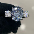 Cadermay D VVS 8*10mm Blue Color Oval Moissanite Diamond Eternity Ring Band S925 Gemstone Engagement Wedding Ring