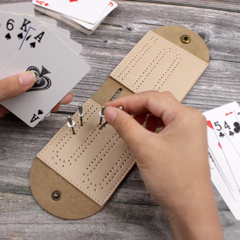 PU Leather Custom Cribbage Board Game Gift Travel Unique Cribbage Boards with Pegs