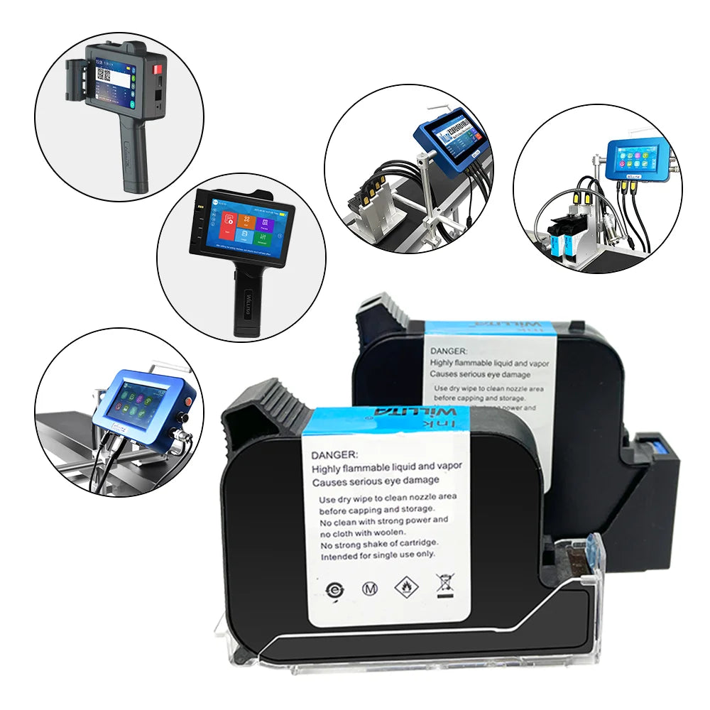 Willita Solvent-based Fast Dry Multi-color Cartridge for Thermal Inkjet Printer 12.7mm Handheld Inkjet Printers
