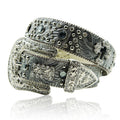 Wholesale 3.8cm Width Zinc Alloy Buckle Customized Cow Leather Western Fancy Crystal Rhinestone Pin Buckle Belt