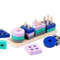 Mini Wooden Montessori Construction Toy Building Blocks 20-Piece Modern Buildings Early Learning Educational Color Shape Toy
