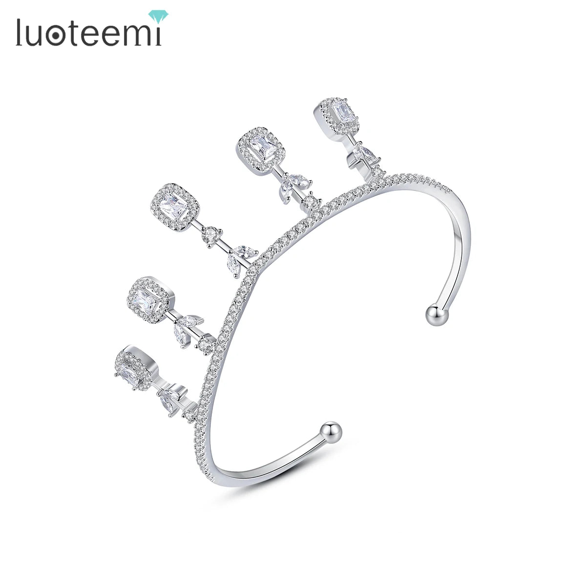 LUOTEEMI Adjustable Indian Bridal Cooper Jewelry Woman Designer Luxury Charm for Lady Bangle CZ