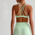 Women's Criss-Cross Strappy Sports Bra with Removable Cups Medium Support Yoga Bra Breathable and Seamless Back Padded