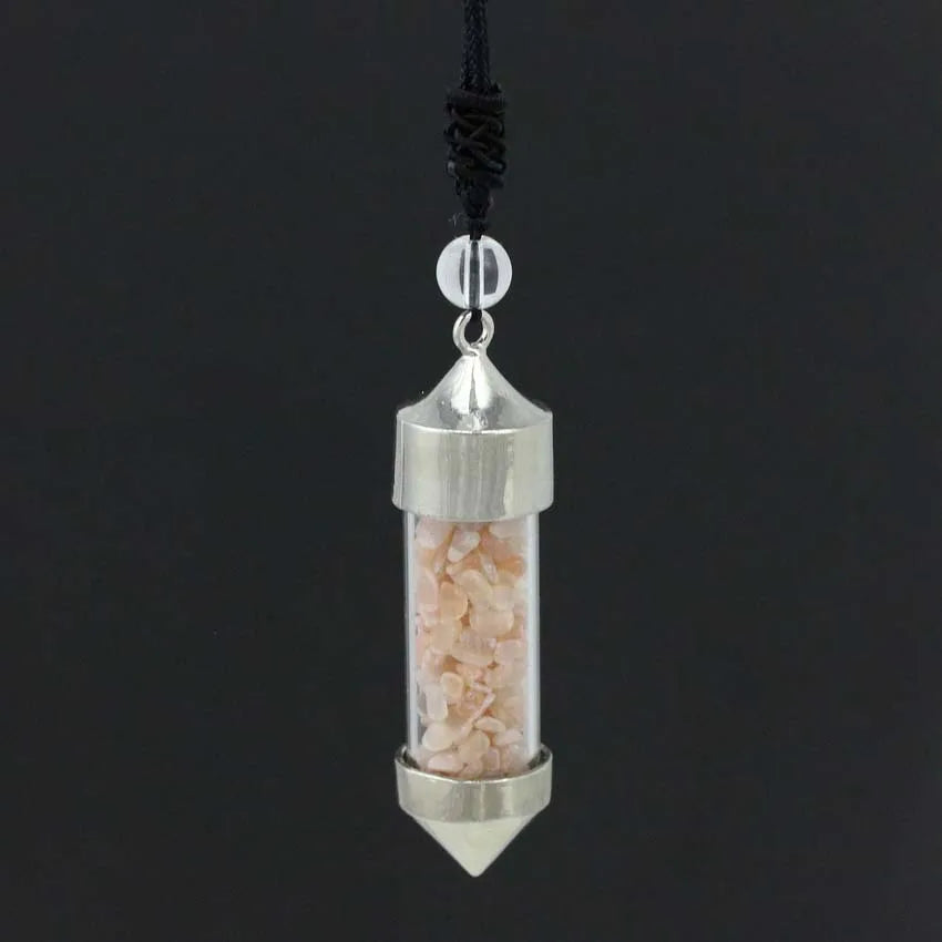 DIY Newest Accessories Natural Crystal Red Aventurine Gravel Bullet-shaped Wishing Bottle Spirit Pendulum Drifting Bottle Pendant