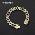 AB015 13mm Crystal cuban link Bracelet Hip Hop Crystal Cuban Bracelet Bangle Bling Bling