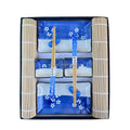 Custom 2-Person Sushi Tableware Set Bamboo Placemat with Sauce Dish Chopstick Rest Ceramic Dinnerware Gift Set