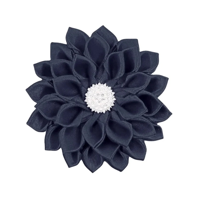 Kimmy Solid Black Shoulder Corsage Satin Flower Pin Brooch-Wedding & Engagement Gift for Women's Formal Accessories