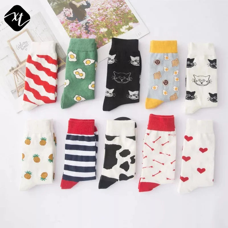 2020 Fashionable Creative Colorful INS Style Graffiti Socks Couple Cotton Crew Socks