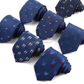 New Men's Tie Microfiber Jacquard Woven 8cm Necktie Blue Cartoon Animal Pattern Casual Daily Wear Cravat Wedding Party Gift