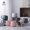 FENN Wholesale Ceramic Mugs Custom Large 350ml Ceramic Coffee Cup Glaze Grey Pink Khaki Nordic Mug With Handle Coffee Mug