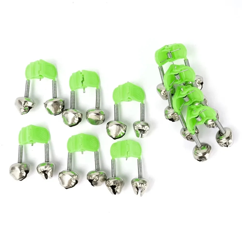 Green Rod Tip Clamp Fish Stick Twin Bell Clip Fishing Alarm Tool