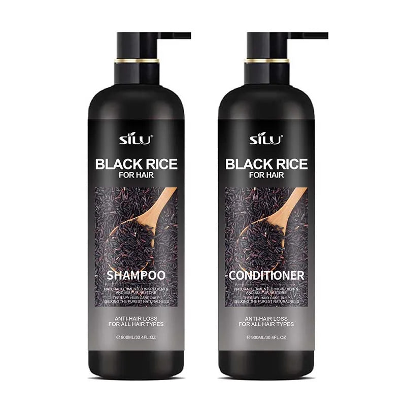 Free Sample Private Label Anti-Dandruff Nourishing Natural Black Rice Hair Shampoo and Conditioner Set