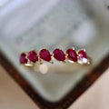 Vintage Luxury 925 Sterling Silver Gold Plated Water Drop Ruby Red Zircon Finger Rings for Women Engagement Gifts
