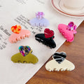 Korean Style Two-Tone Jaw Hair Claw Clips Small Heart Design Cellulose Acetate Accessories for Girls