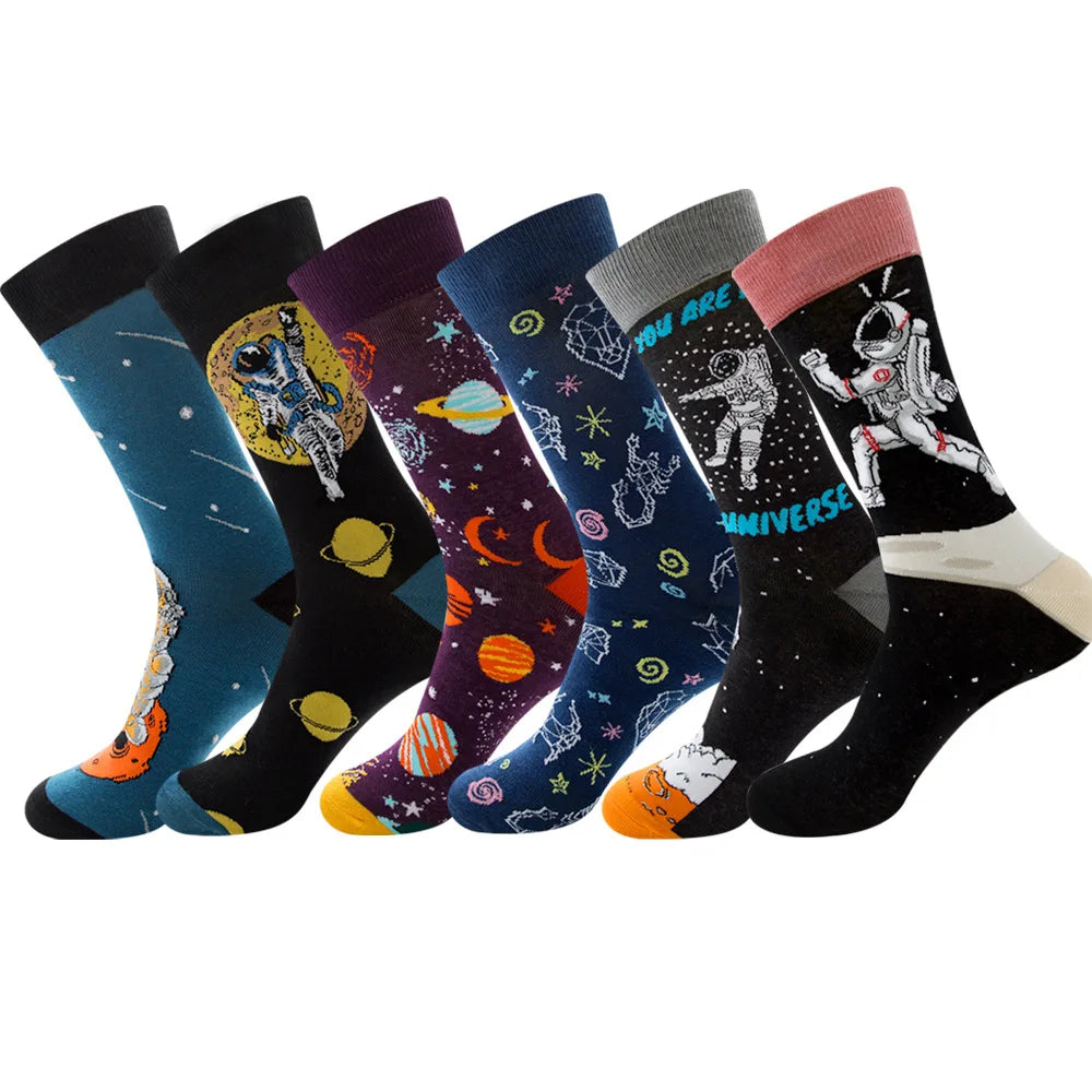 Trending Products 2025 New Arrivals Custom logo Popular Costume Dress Socks 100% Cotton Colorful Pattern Funny Socks for Men