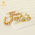 New Trendy Fashion Jewelry Party Heart Cz Stainless Steel 18K Gold Plated Hoop Zircon Earrings for Women