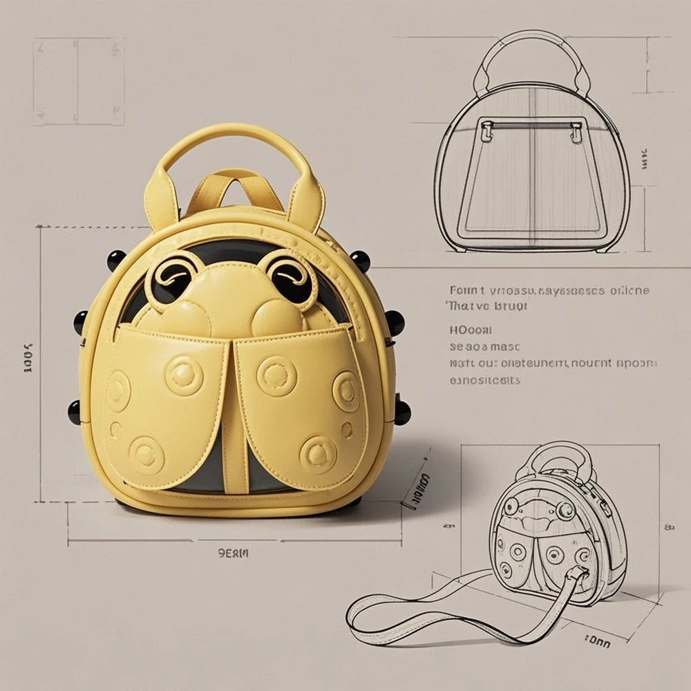 Manufacturer PU Leather Clear PVC Window Crossbody Beetle Ita Bag Pin Display Animal Shape Custom Ita Bag