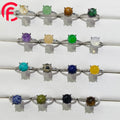 100% Natrual Crystal Amethyst tiger Eye Round Gemstone Ring for Women Cooper Plating Silver Adjustable Colorfast Ring Gift