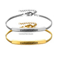 Wholesale Custom Logo Name Engraved Bracelet Bar Blank Box Chain Adjustable High Polished Stainless Steel Box Chain Bracelet